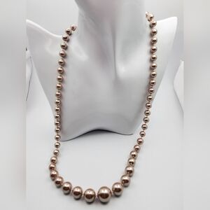 Hand tied Jamaican light‎ mocha pearls necklace N2315